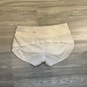 White Lululemon Speed-Up shorts